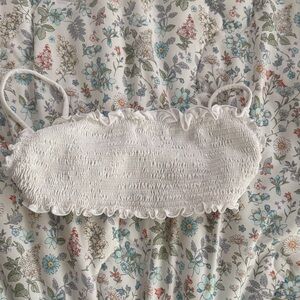 Indah White Smocked Bikini Top